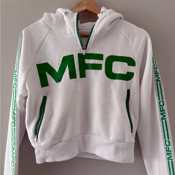 MFC White Hoodie Three-Quarter Zip with Green Accents - Picture 4 of 7